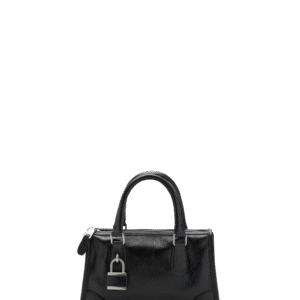 Women Black Mini Shiny Handbag with Handles
