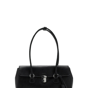 Women Black City Shoulder Bag with Flap