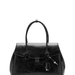 Women Black Medium City Handbag with Flap